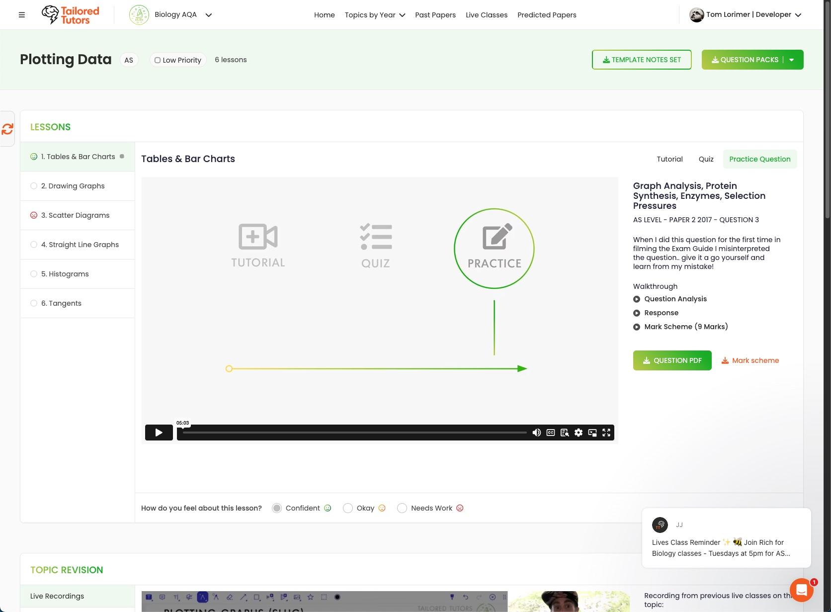Lesson view in custom HTML