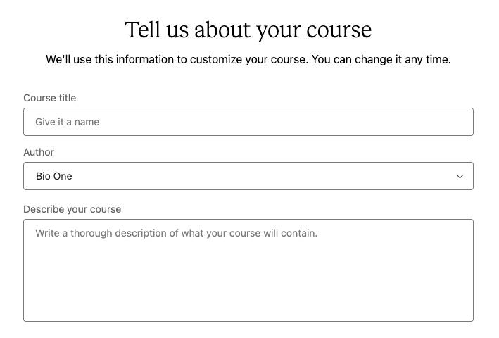 Step One setting up new Teachable course