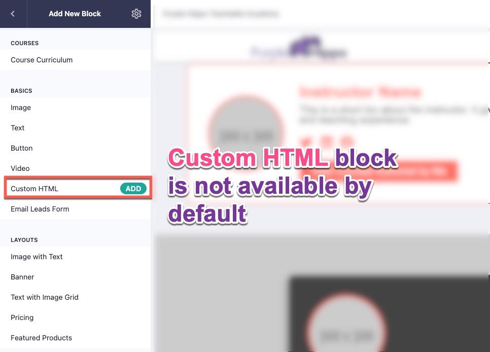 Teachable Custom HTML Block