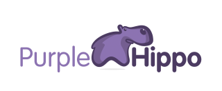 Purple Hippo, hippo logo with name Purple Hippo